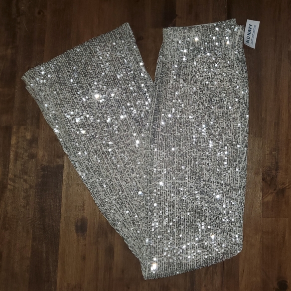 NWT Women's Old Navy Silver Sequin Thanksgiving / Christmas / New Years's Pants - Picture 7 of 14